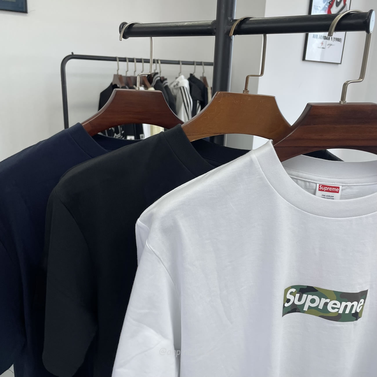 Supreme Box Logo Cotton White Navy Blackt Shirt (6) - newkick.app